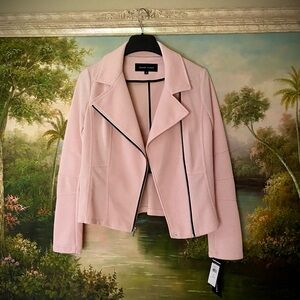 Black Rivet dusty pink moto asymmetric jacket with zipper front size S